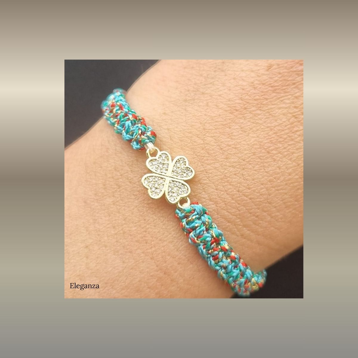 Cord bracelet Quadra turquoise